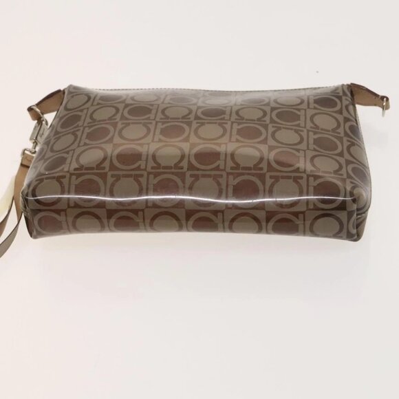 Salvatore Ferragamo Hand Bag Vinyl 2Set Brown Auth mr1382 - Picture 13 of 16